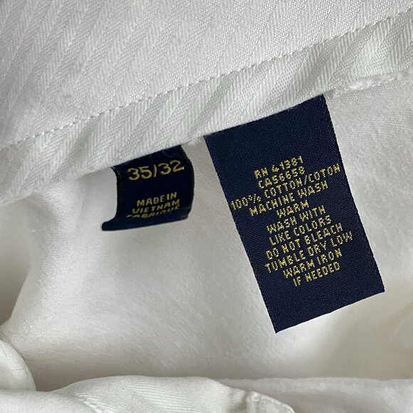 Polo Ralph Lauren Pants Mens 35 White Chino Trousers Flat Front Classic Fit - Picture 7 of 13